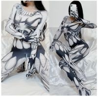 [COD] secret love dead library lesbian print cosplay suit zipper open crotch jumpsuit sexy