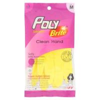 ?จัดโปร !!!? โพลี-ไบรท์ ถุงมือยางธรรมชาติ อเนกประสงค์ ขนาดกลาง 1 คู่ Poly-Brite Clean Hand Medium Size Natural Latex Gloves 1 Pair