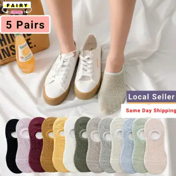 5 Pairs Women Girls Fashion Cotton Invisible Anti-slip Ankle Socks