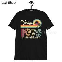 Vintage 46 Years Old Born In 1976 Retro T-Shirt Funny Tshirts Casual Soft MenS Clothing Asian Size Grunge Clothes Funny Shirt 【Size S-4XL-5XL-6XL】