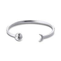 2021 New China Exclusive Moon Stars Open Bangle Fits Original 925 Silver Charms Beads Woman DIY Jewelry Making