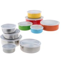 5Pcs Stainless Steel Mixing Bowls Set with Lids Non Skid Silicone Covered Bowl Set for Food Beads Nuts Fruit Vegetable Container