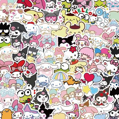 Mixed Cartoon Sanrio Stickers Cute Hello Kitty Cinnamoroll Kuromi My Melody Waterproof Sticker Decals for Kids Toys