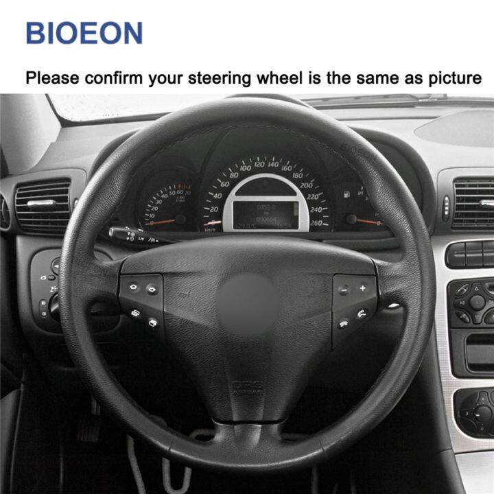 พวงมาลัยรถยนต์หุ้มหนังเทียม-pu-สีดำสำหรับ-mercedes-benz-w203-c-class-kompressor-2001-2002-2003-2004