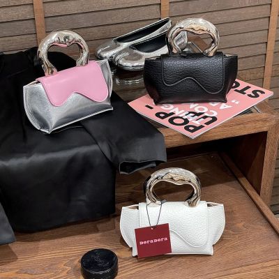 MLBˉ Official NY new high-end bag niche design metal elf bag handbag simple all-match messenger bag