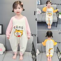 [COD] Childrens one-piece pajamas spring and autumn girl baby long-sleeved cartoon anti-kick climbing infant home sleeping bag