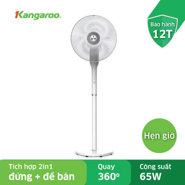 Quạt đứng xoay 360 độ Kangaroo KG728 – Tích hợp 2 mức chỉnh chiều cao