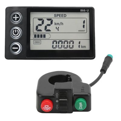 24V 36V 48V 60V 866 Controller Panel Dashboard+Switch Button Electric Bike LCD Display Replacement Parts for Electric E-Bike Scooter