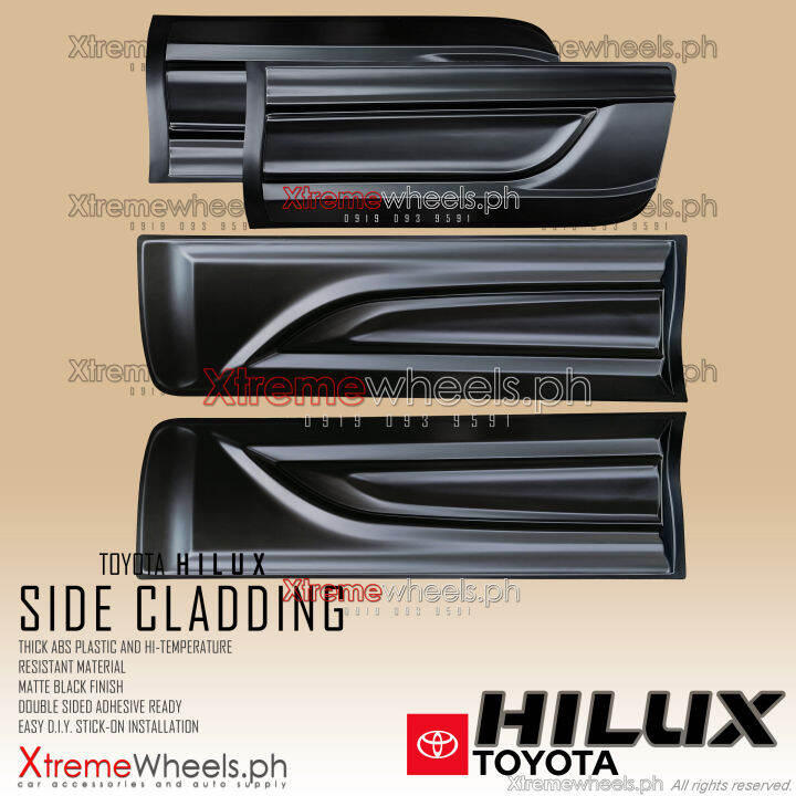 Toyota Hilux 20162023 Wide Side Door Moulding / Cladding Matte Black