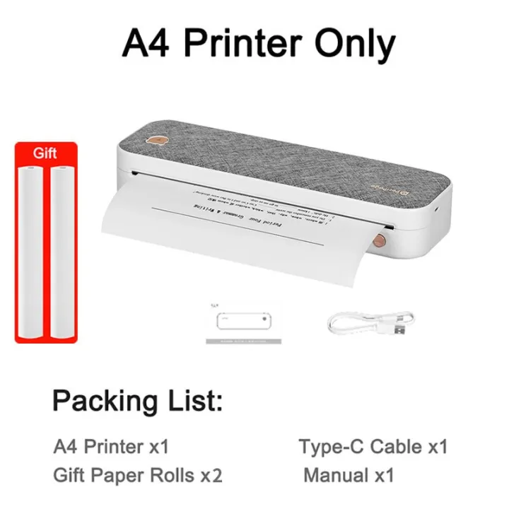 เครื่องพิมพ์-a4ความร้อนพกพาไร้สาย-hd-พกพาสะดวกสำหรับการเดินทางธุรกิจสำนักงานทำงานการบ้านโทรศัพท์-pc-โทรศัพท์