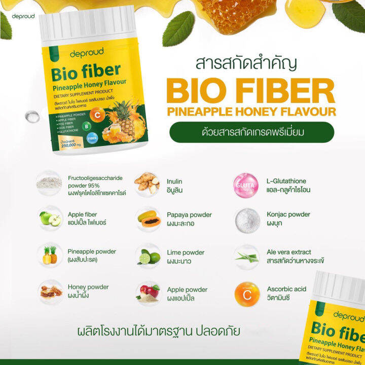 1แถม1-deproud-bio-fiber-ดีพราว-ไบโอ-ไฟเบอร์-ดีท็อกซ์-รสสับปะรด-น้ำผึ้ง-มีกลูต้าและวิตามินรวม-ช่วยขัยถ่าย-บำรุงผิว-1-กระปุก-ขนาด-250-กรัม