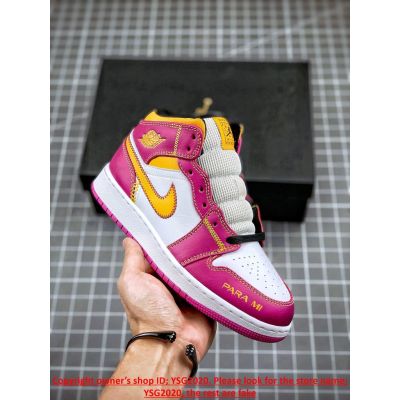 [HOT] ✅Original NK* Ar J0dn 1 Mid Familia- White Yellow Pink Day- Of- The- Dead- Basketball Shoes Skateboard Shoes{Free Shipping}