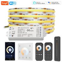 ไฟแถบ LED COB 24V Tuya Wifi CCT 3500K-6500K 3สี RA90 608LED /M แท่ง LED 2.4G รีโมทระบบสัมผัส RF ชีวิตอัจฉริยะสำหรับ Alexa