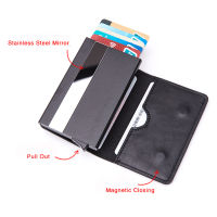 ZOVYVOL Magnet Closing Smart Wallet Anti-theft RFID Blocking Card Case Aluminum Box Card Holder Men and Women Unisex PU Leather