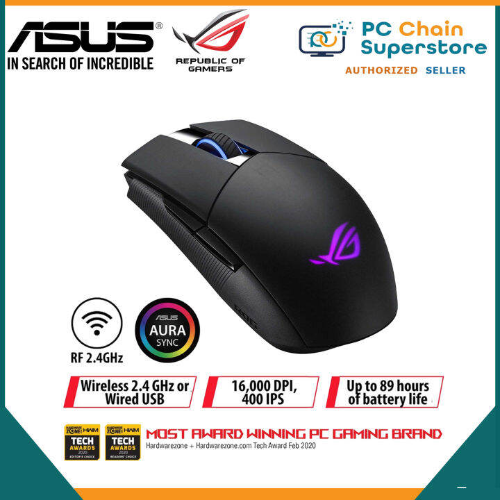ROG Strix Impact II wireless gaming mouse featuring 16,000 dpi optical