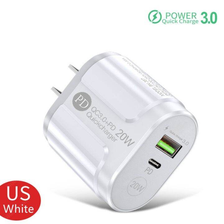 ที่ชาร์จแบตเตอรี่โทรศัพท์ชาร์จเร็ว20w-เครื่องชาร์จ-usb-pd-แบบ-type-c-ที่ชาร์จเร็ว3-0ปลั๊กแบบยุโรป-สหรัฐเครื่องชาร์จติดผนัง