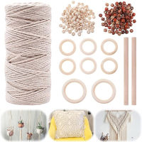 Macrame Cotton Rope Set Cord For Handmade Natural Beige Cords Contains Wooden Beads And Sticks DIY Home Wedding Accessories Gift