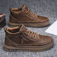 Mens Desert Tooling British High-Top Short Leather Motorcycle Shoes