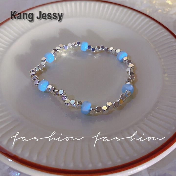 kang-jessy-สร้อยข้อมือโลหะลูกปัดสีฟ้าสดใสสไตล์เกาหลีรุ่นใหม่-สร้อยข้อมือสไตล์สาวหวาน