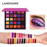 ELECOOL Langmanni 25สีMatteอายแชโดว์กันน้ำPalette Delicateยาวนานชิมเมอร์กลิตเตอร์สีสันอายแชโดว์ถาดParty Club Stageสโม้คกี้อายแต่งหน้าเครื่องสำอางค์