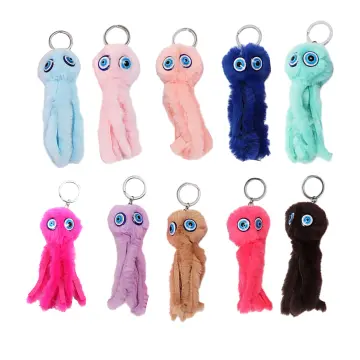 1pc Cute Octopus Pom Pom Keychain, Plush Sea Animal Doll Bag