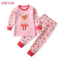 DXTON Spring Autumn Pajamas for Kids Long sleeve T shirt and Trousers Sets Sleepwear Children Nightwear Girl Casual Homewear