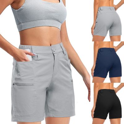 Quick Dry Hiking Shorts Breathable Lightweight Womens Jogging Shorts Outdoor Short Pants Zipper Pockets Cargo Workwear Pants