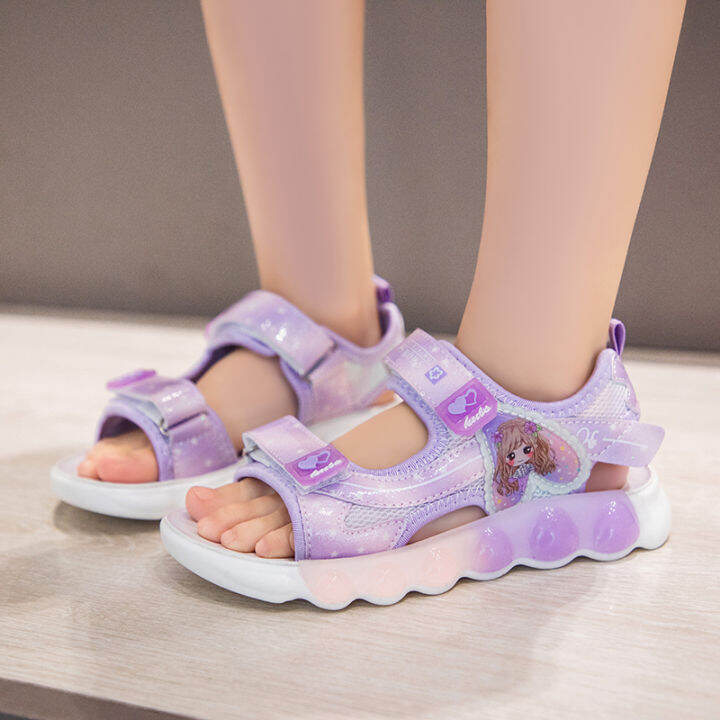 รองเท้าแตะพื้นรองเท้ายางหนัง-pu-สำหรับเด็กผู้หญิง-รองเท้าส้นเตี้ยการ์ตูนน่ารักสำหรับฤดูร้อนแฟชั่น