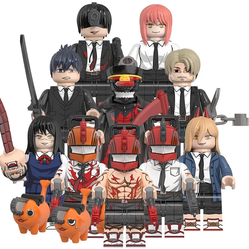 KT1067 Chainsaw Man Anime Denji Pochita Power Electric Times Beam Tolka  Angel Building Blocks Mini-Figures Kids Toys