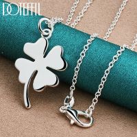 【cc】▬  DOTEFFIL 925 Sterling Four-Leaf Pendant Necklace 16-30 Inch Chain Woman Fashion Wedding Jewelry