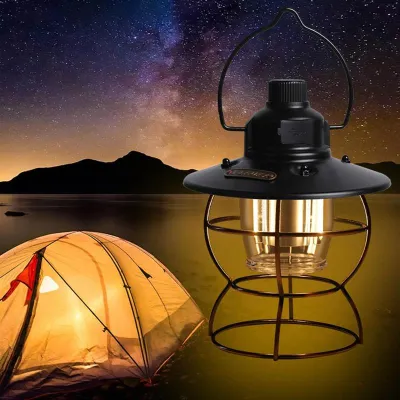 Portable Hanging Lantern Camping Light USB Rechargeable LED Retro Lanterns Outdoor Light For Tent Fishing Lamp Supplies