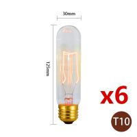 6pcs/lot Retro Edison Bulb C35 T45 ST64 G80 G95 A60 Filament Light 40W E27 Vintage Ampoule Incandescent Lamp Decorative Lights LED Bulbs