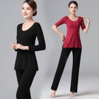 ◎♛ Yoga clothing autumn and winter new modal fitness clothing running sportswear long-sleeved dance performance clothing body training clothing