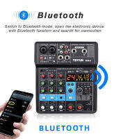 4-Channel Bluetooth Professional Audio Mixer การ์ดเสียง DJ 24 Digital Effects ลดเสียงรบกวน USB Console สำหรับบันทึกร้องเพลง