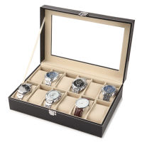 New PU Leather Watch Box Black Mens Watch Storage Box Case With Window Jewelry Women Gift Case Fashion Display Jewelry Box