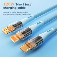 Olaf 120W 3 In 1 Fast สายชาร์จ Micro USB Type C สำหรับ Samsung Xiaomi Redmi เครื่องชาร์จศัพท์หลายสาย USB