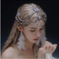 Exquisite Headchain With Rhinestones Vintage-inspired Headdress Rhinestone Hair Accessories Antique Style Headdress With Diamonds Exotic Headwear With Diamond Inlay