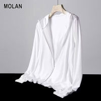 MOLAN เสื้อแจ็คเก็ตกันยูวีแบบบางเฉียบสำหรับผู้ชาย,เสื้อผ้าป้องกันแดดระบายอากาศได้ป้องกันแสงแดดสำหรับกลางแจ้งแจ็คเก็ตมีฮู้ดกันยูวีสำหรับฤดูร้อน