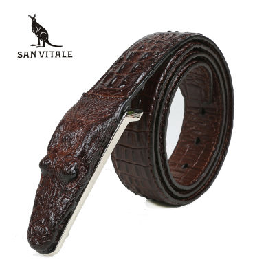 SAN VITALE 3D crocodile famous nd Leather Belt Designer Men Belts Luxury nd smooth Buckle Belts For man ceinture homme