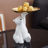 Cute Bear Tray Creative Statue Storage Tray Nordic Home Living Room Fruit Plate Decoration Luxury Porch Key Storage Decoration