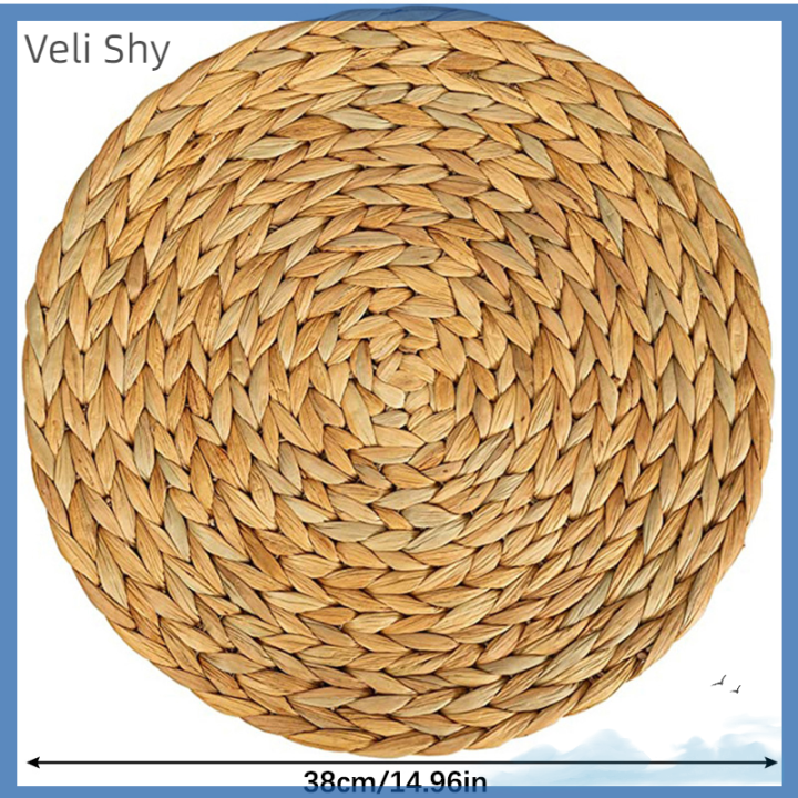 veli-shy-แผ่นรองถักทรงกลมพรมใยสังเคราะห์ผักตบชวาทำด้วยมือแผ่นรองจานธรรมชาติ