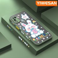 YIWESAN เคสสำหรับ Infinix ขายดี10 Play เคส X688C 11 Play มีน้ำค้างแข็งโปร่งใสการ์ตูนรูปกระต่ายพีชแบบแข็งขอบสี่เหลี่ยมด้านข้างกล้องปลอกซิลิโคนเคสนิ่มป้องกันการกระแทก