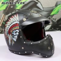 DOT Vintage Motorcycle Helmet Indian Leather Cafe Racer Full Face Moto Helmet Retro Motorbike Riding Casco for Harley