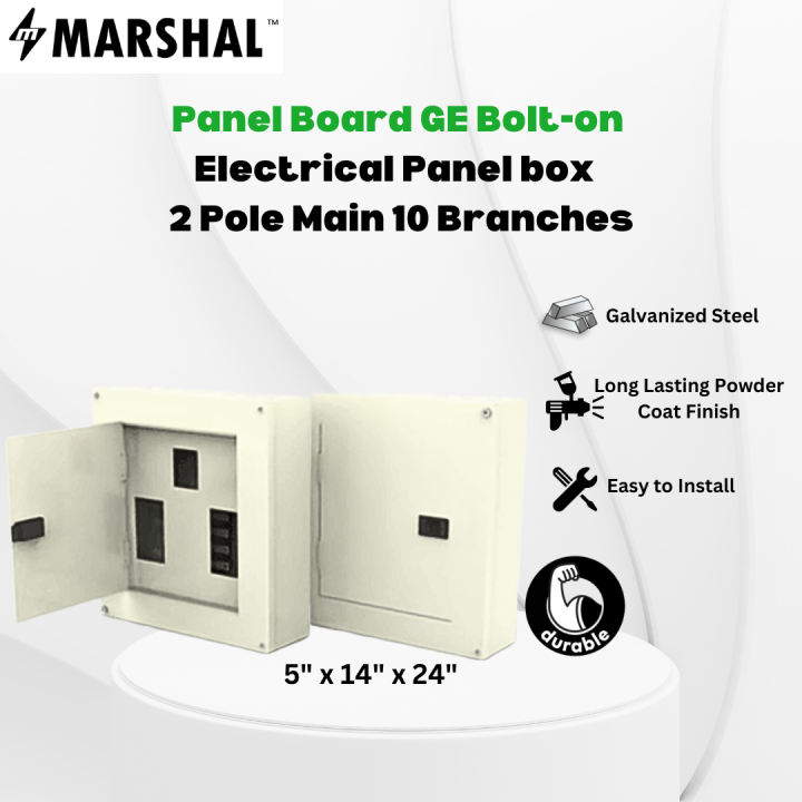 MARSHAL ELECTRIC Panel Board GE Bolt on Electrical Panel box for Breakers 2 Pole Main 10