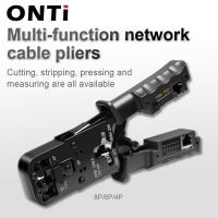 2023 Onti เครื่องมือจีบหัวคริสตัล CAT6คีมปลอกสายมืออาชีพพร้อมสายตัวทดสอบมิเตอร์ RJ45สำหรับเครื่องตัดสายเคเบิลเครือข่าย4P/6P/8P