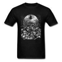 Mountain Of Bones T Shirts Horror Skulls Tshirt Men Black Clothes Halloween Tops Girl Killer T-shirt Goth Style Moon Night  TIWO