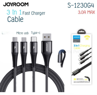 Joyroom S-1230G4 3in1 USB Cable สายชาร์จ 3 หัว ยาว 1.2ม สายชาร์ท 3in1 USB FOR ip / Micro / Type-c สายชาร์จ สายถัก ชาร์จเร็ว