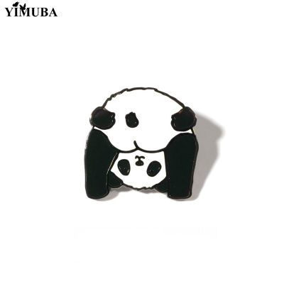 New Cute Cartoon Panda Butt Metal Enamel Pin Denim Shirt Collar Lapel Pins Badges Brooches for Friends Kids Gift Animal Jewelry