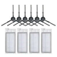 HEPA Filter Side Brush Replacement Accessory for Roidmi Eve Plus Sweeping Robot, 4 HEPA Filters + 6 Side Brushes