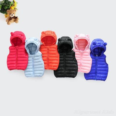 （Good baby store） Kids Down Vests Korean Warm Waistcoats Autumn Baby Boys Girls Vests Zipper Children Sleeveless Down Cotton Jacket Coats 1 5 Year